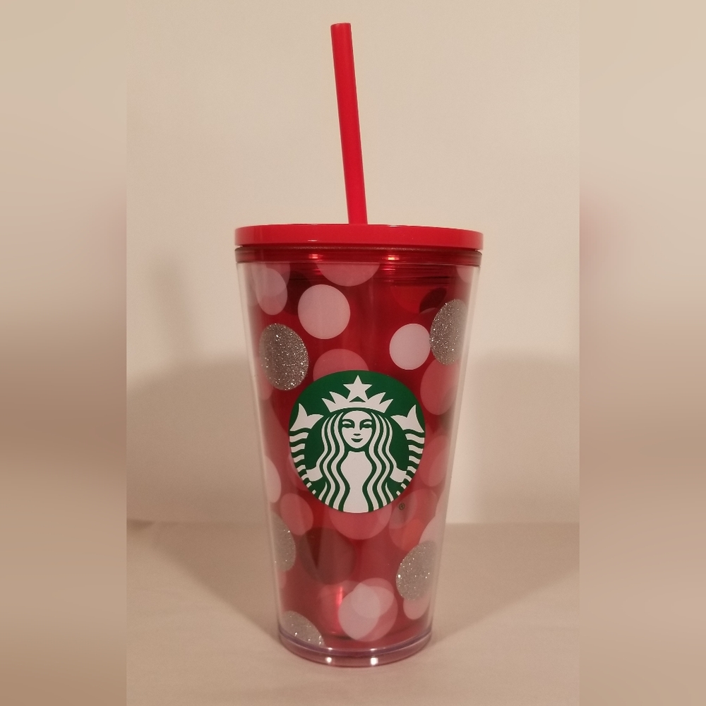 Starbucks Glitter Polka Dot Cold Cup Tumbler (16 oz) 2019 Holiday Christmas